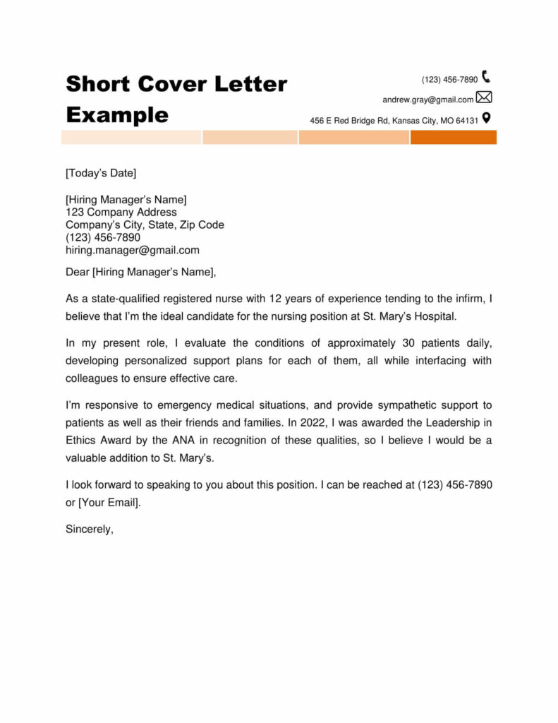 Brief Cover Letter Sample