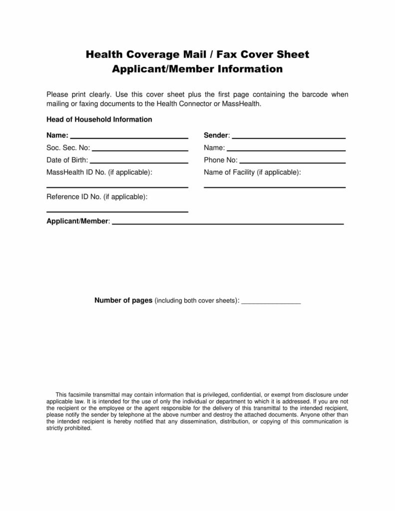 Fax Cover Sheet Letterhead for Health Coverage