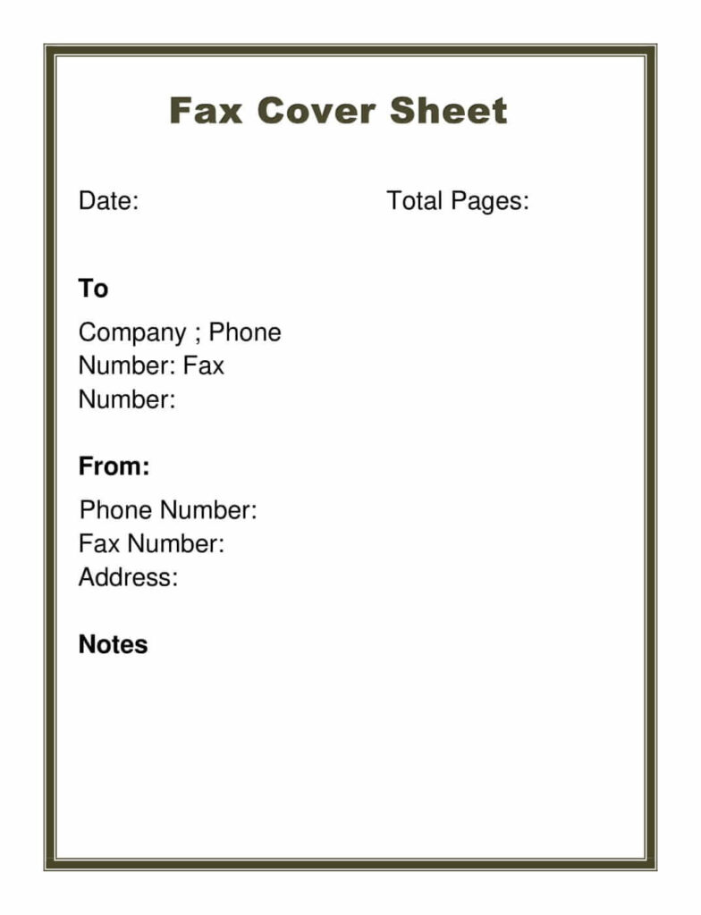 Free Sample Generic Fax Cover Sheet Template