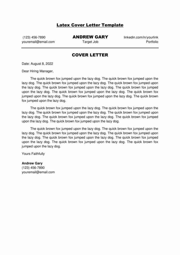 Latex Resume Cover Letter Template