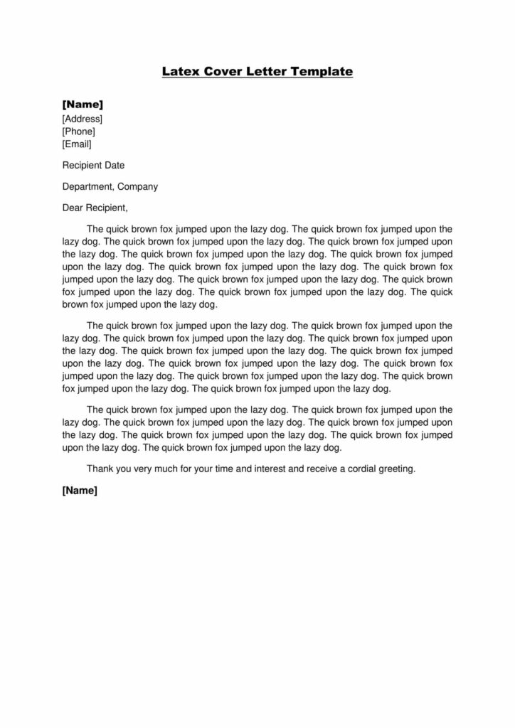 Latex template for cover letter