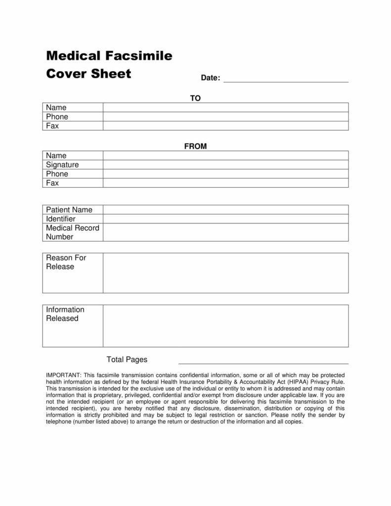 Medical HIPAA Fax Cover Sheet Template