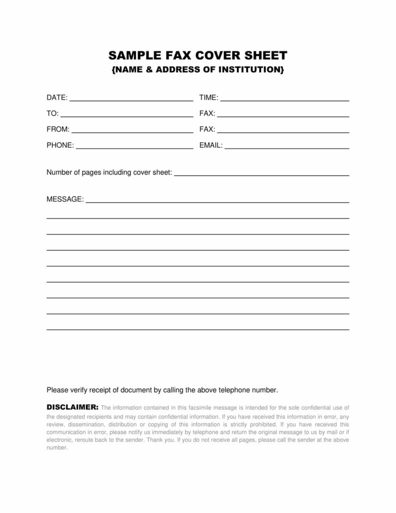 Medical Institution Fax Cover Sheet Template